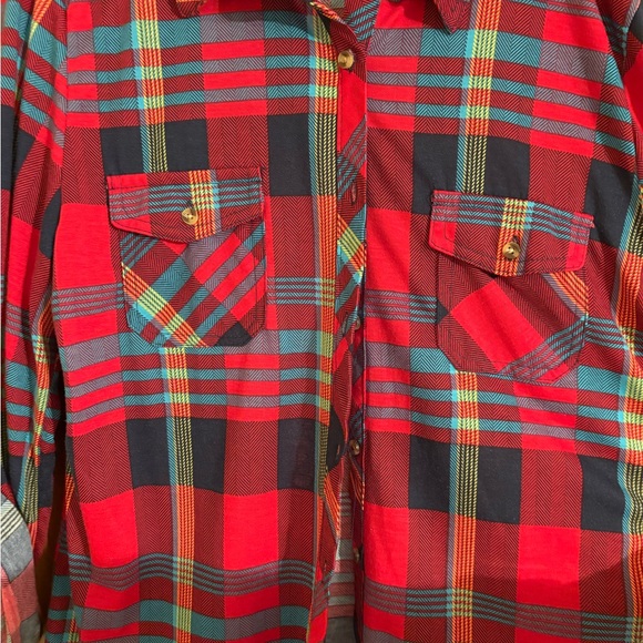 Red & Blue Plaid button up - Picture 4 of 5